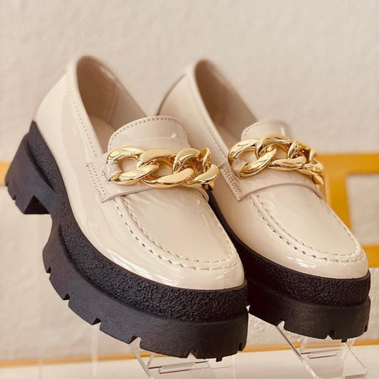 Golden Patent Platform loafers