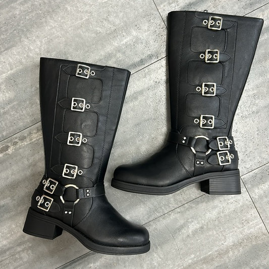 Black moto boots