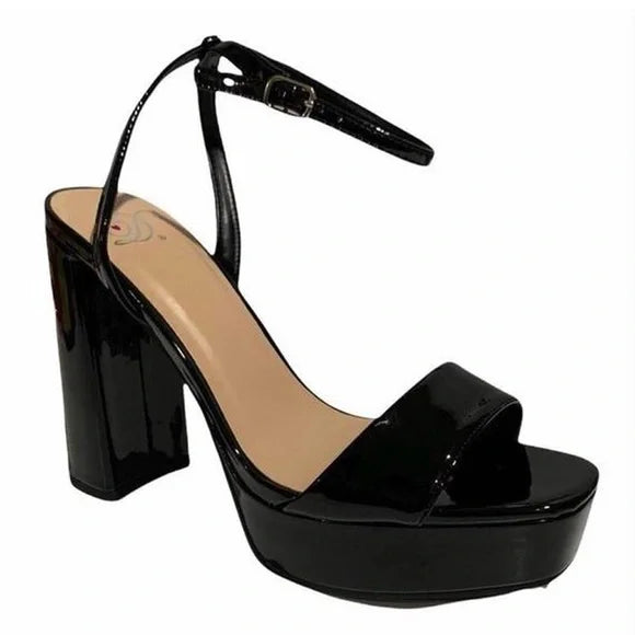 Black patent strap heels