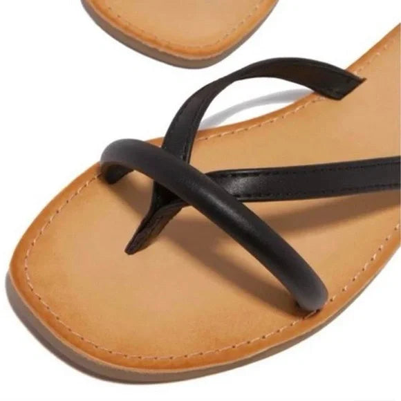 Black thong strap sandals