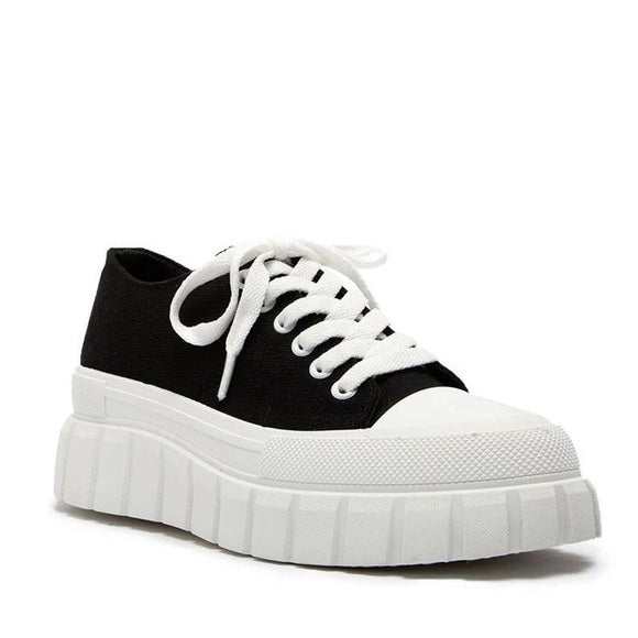 Black platform canvas sneakers