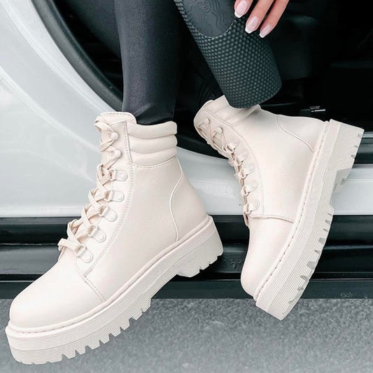 Ivory combat boots