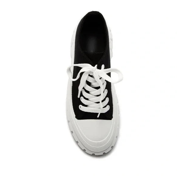 Black platform canvas sneakers